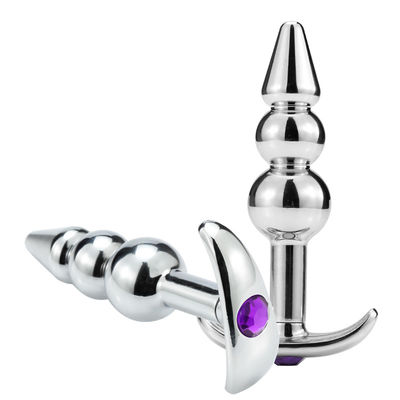 Metal Personalised Butt Plug Trainer Beads Massage SUS Anal Plugs Jewelry Crystal Gem Base Toys